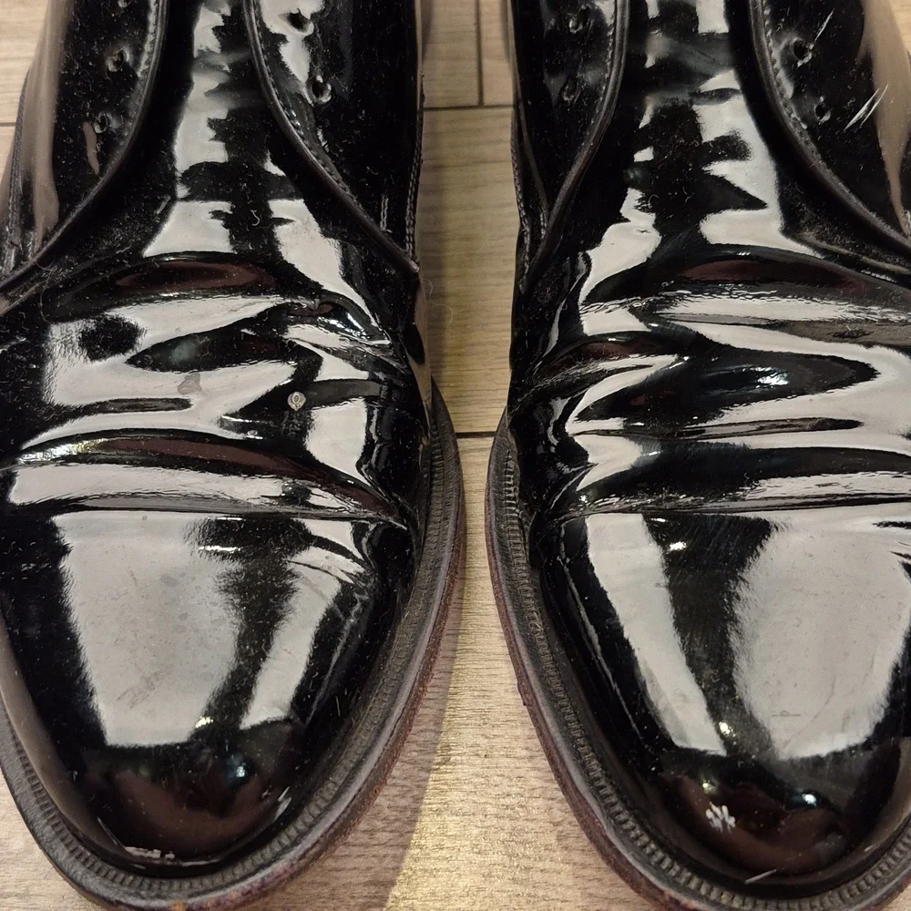 SALVATORE FERRAGAMO Tux Black Patent‎ Leather Sz 12 D Oxfords Mens Dress Shoes